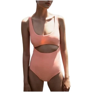 Zara USA Size S Peach Cut-Out Open Front & Back One-Piece Swimsuit - Picture 1 of 10