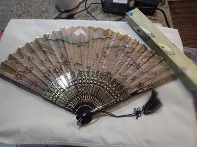 复古日本京都折叠舞迷原装盒 21 英寸宽 12 英寸高 — 第 1/4 张图片