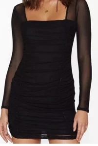 Nasty Gal On Our Mesh Behavior Ruched Mini Dress Sz 8 UK (4 US) - Picture 1 of 7