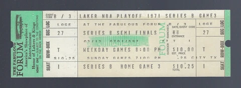 KAREEM vs WILT - VINTAGE 1971 NBA BUCKS @ LAKERS FULL PLAYOFF TICKET B3 Cover