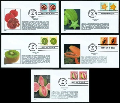 USA, SCOTT # 4253-4257 & 4258-4262, SET OF 5 AALL FDC COVERS TROPICAL FRUIT 2008 - Image 1 of 4