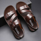 Men's Sandals PU Leather Summer Casual Comfortable Flats Beach Footwear Shoes