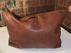Kempton & Co Huge Zip Pouch Perforated Leather  Absolutely Gorgeous Out Of Stock