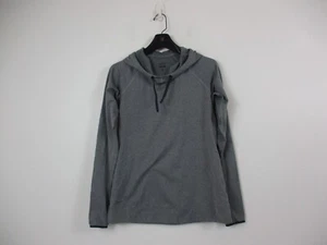Nike Shirt Womens Large Gray Black Top Swoosh Drifit Hoodie Running Run Ladies - Picture 1 of 14