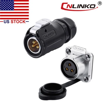 CNLINKO 3 Pin Power Connector Male Plug & Female Socket Outdoor Waterproof IP67