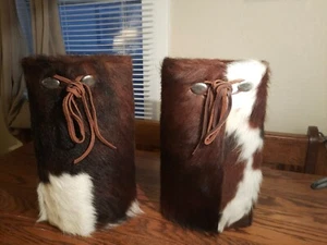 Cowhide Leather Western Style Boot Covers - Boot Rings - New Condition - Picture 1 of 12