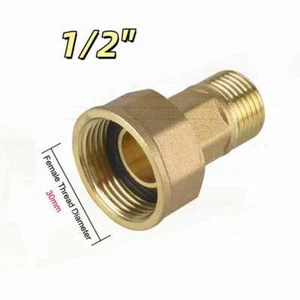 Brass Male x M30 Female Thread Gas Meter Live Nut Fitting Connector Adaptor 1/2" - Picture 1 of 12
