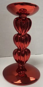 Bath & Body Works Red Stacked Hearts Pedestal Candle Holder Single Wick 2023 NEW - Picture 1 of 4