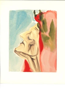 SALVADOR DALI PRINT+ORIG. TEXT - Paradise 7 "Dante in Doubt" DIVINE COMEDY - Picture 1 of 2