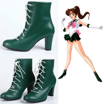 Anime Sailor Moon Kino Makoto Sailor Jupiter Juegos con disfraces Zapatos Botas verdes Foto 1 de 2