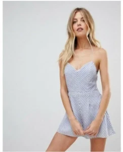 The Jet Set Diaries Blue White Striped Haven Romper - size Large NWT - Picture 1 of 5