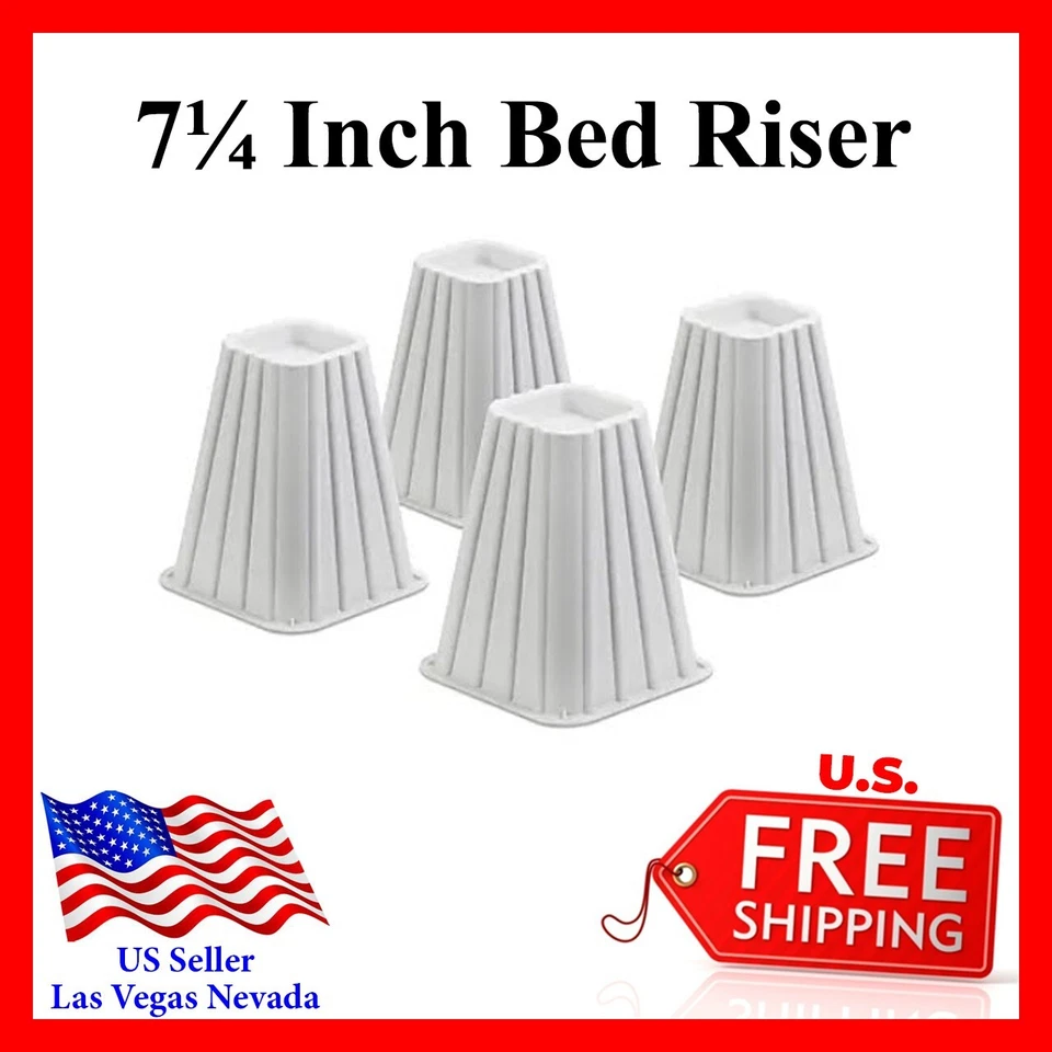 Risers de cama Honey-Can-Do, 7 1/4", branco, conjunto de capacidade de 4 a 300 lb por riser - Imagem 1 de 4