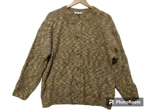 Sz L Madewell CHUNKY KNIT Cardigan Sweater Women's Yellow/Grey Acrylic/Wool - Picture 1 of 11