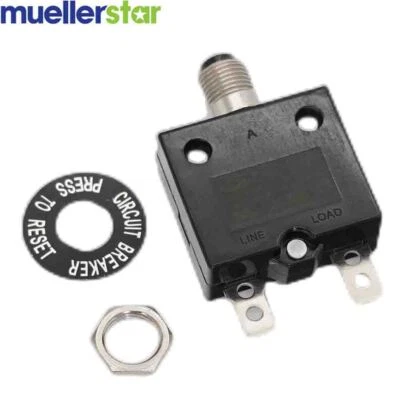 MUELLERSTAR Unibersal 10 Amp Push Button Thermal Circuit Breaker 12-50V DC 125-250V Volt AC