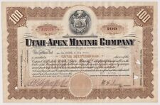 Utah-Apex Mining Company Stock Certificate Maine