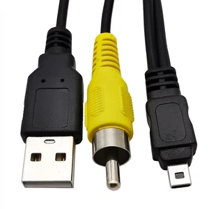 2x Digital Camera USB Data Cable AV Cable USB AM to Mni 8Pin + RCA Male Cord - Picture 1 of 5