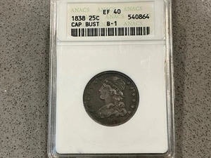 1838 Capped Bust 25C ANACS XF 40 Absolutely GORGEOUS COIN!!!! OLD HOLDER - Picture 1 of 6