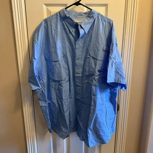 Columbia Men's Size 3XL Blue Short Sleeve Button Down Vented Fishing Shirt - Picture 1 of 6