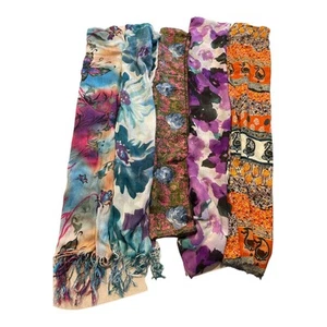 Scarves Floral and Paisley Patterns, Lot of 5 Scarves, 60" to 70" in Length - Picture 1 of 1