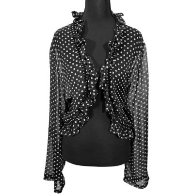 Vtg 90s Sheer Polkadot Blouse XXL 2XL Goth EGL Lolita Twee Ruffle Sweet Mesh - Image 1 of 4