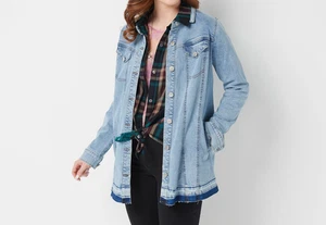 LOGO by Lori Goldstein Button Front Denim Jacket with Released Hem Light Size 0 - Picture 1 of 1