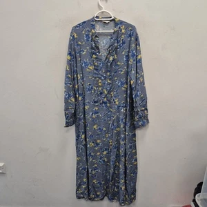 Toast Lily Floral Summer Spring Tea Blue Yellow Maxi Viscose Dress Size Uk 18 - Picture 1 of 8