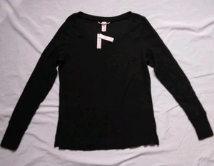 Victoria's Secret Thermal Top Cotton Blend Black Casual Women's Size Small  - Picture 1 of 9