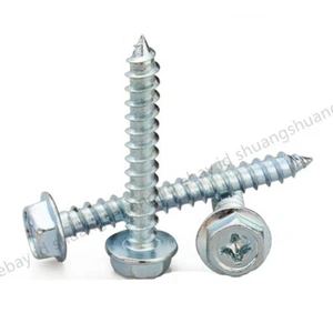 Galvanized Steel Phillips Cross Hex Flange Head Self Tapping Screws M4 M5 M6 M8 - Picture 1 of 12