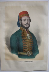 Abdülmecid I. (1823-1861) Abdul-Medschid sultán otomano litografía a color 1855 - Imagen 1 de 1