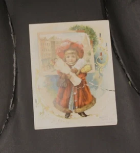 Woolson Spice Cos Christmas Greeting A CHRISTMAS CAROL Lion Coffee Trade Card - Picture 1 of 2