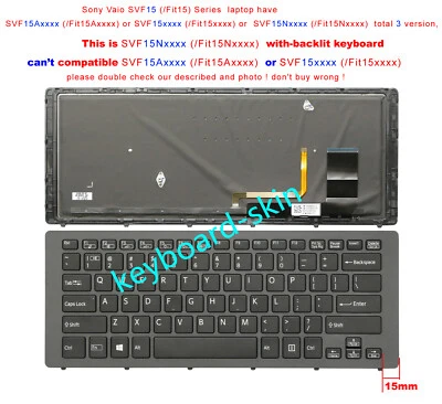 New for Sony SVF15Nxxx,Fit 15Nxxx SVF15N18SCS SVF15N18SCP keyboard backlit black - Image 1 of 4