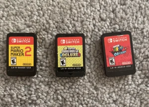 Nintendo Switch Game Lot of 3 Mario Games Odyssey Mario Maker Mario Bros U - Picture 1 of 2