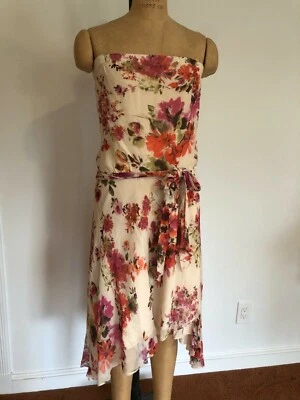 Haute Hippie Women's Floral Strapless Romantic Vtg Boho Draped Dress S Alice Oli - Image 1 of 4