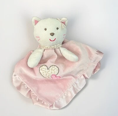 Carters Cat Lovey Rosa Satinado Borde Leopardo Corazón Bebé Felpa Seguridad Sonajero Limpio Foto 1 de 4