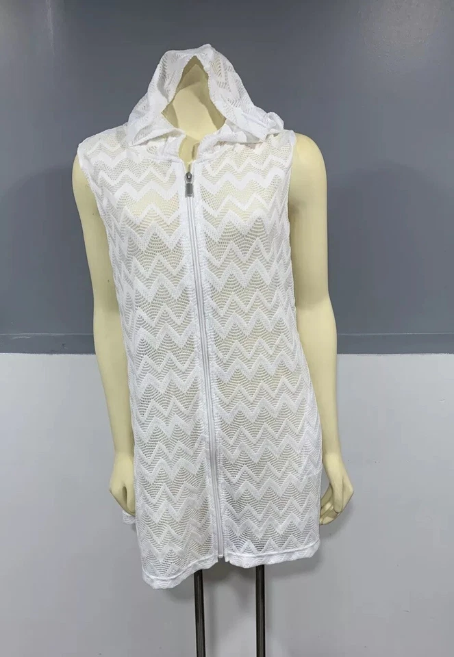 Mujer Apt 9 Encaje Blanco Natación Grande Cubrir Sin Mangas Con Capucha Foto 1 de 4