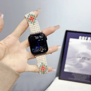 Nylon Braided Band 45/49mm Strap Diamond For Apple Watch Ultra 2 Series 9 8 7 - Picture 1 of 12