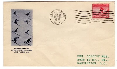 #716 Lake Placid Olympics First Day Cover 1932 -  Gorham - Image 1 of 2