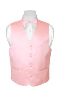 BOY'S Dress Vest and Boys BOW TIE Solid Color BowTie Set for Suit or Tuxedo - Picture 1 of 60