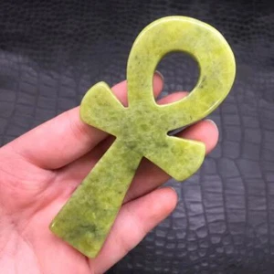 Natural Xiu Jade ANKH Crystal Quartz Carved Cross Pray Healing Decoration 1Pc - Picture 1 of 22