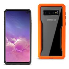 For Samsung Galaxy S10 Case Fashion Protective Cover Transparent Back Orange