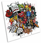 Graffiti Bomb Urban Print TREBLE CANVAS WALL ART Square Picture