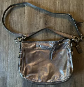 Coach Women’s Metallic Silver Handbag Shoulder Bag Leather Hobo Purse - Picture 1 of 10