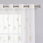 Voile Curtains Christmas Snowflake Net Sheer Drapes Panel Home Xmas Party Decor