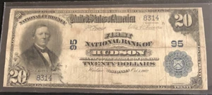 1902-$20-el buen estado de Hudson, wi-in en muy buen estado con tinta roja. Una nota muy escasa. - Imagen 1 de 6