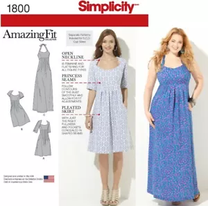 Simplicity Misses & Mujeres Increíble Calce Vestido Patrón 1800 Talla 10-18, 20W-28W Sin Cortar - Imagen 1 de 8