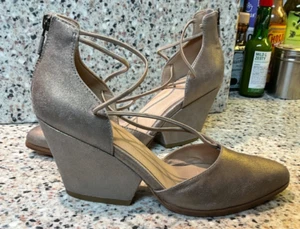 EILEEN FISHER GHILLIE SIZE 8 PUMPS D’ORSAY WOMENS HEELS BACK ZIP - Picture 1 of 11