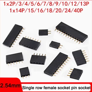2.54MM Single Row Straight Female Header Strip 1*2/3/4/5/6/8/10/15/20/30P-40P - Picture 1 of 3
