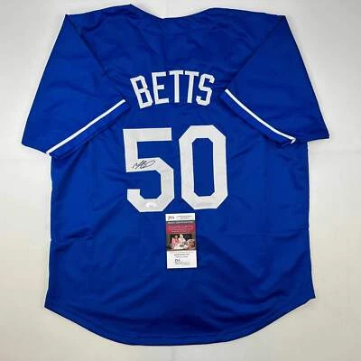 Autographed/Signed Mookie Betts Los Angeles LA Blue Baseball Jersey JSA COA - Image 1 of 4