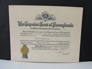 Documento Legal de la Corte Suprema de Pensilvania - Firmado 1924, con Sello Colocado. - Imagen 1 de 10