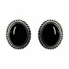 Whitby Jet in 925 Sterling Silver Oval Rope Studs